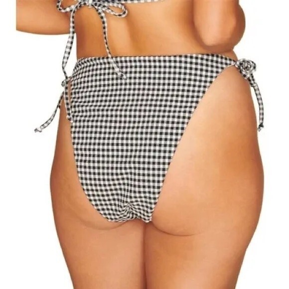 Andie Swim Black Gingham Size L String Bikini Bottom Beach Retro Pin Up Plaid - Picture 7 of 7